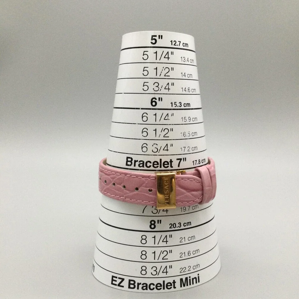 Versace Womens Watch 35mm Pink Dial Gold Tone Leather Swiss Medusa New Battery